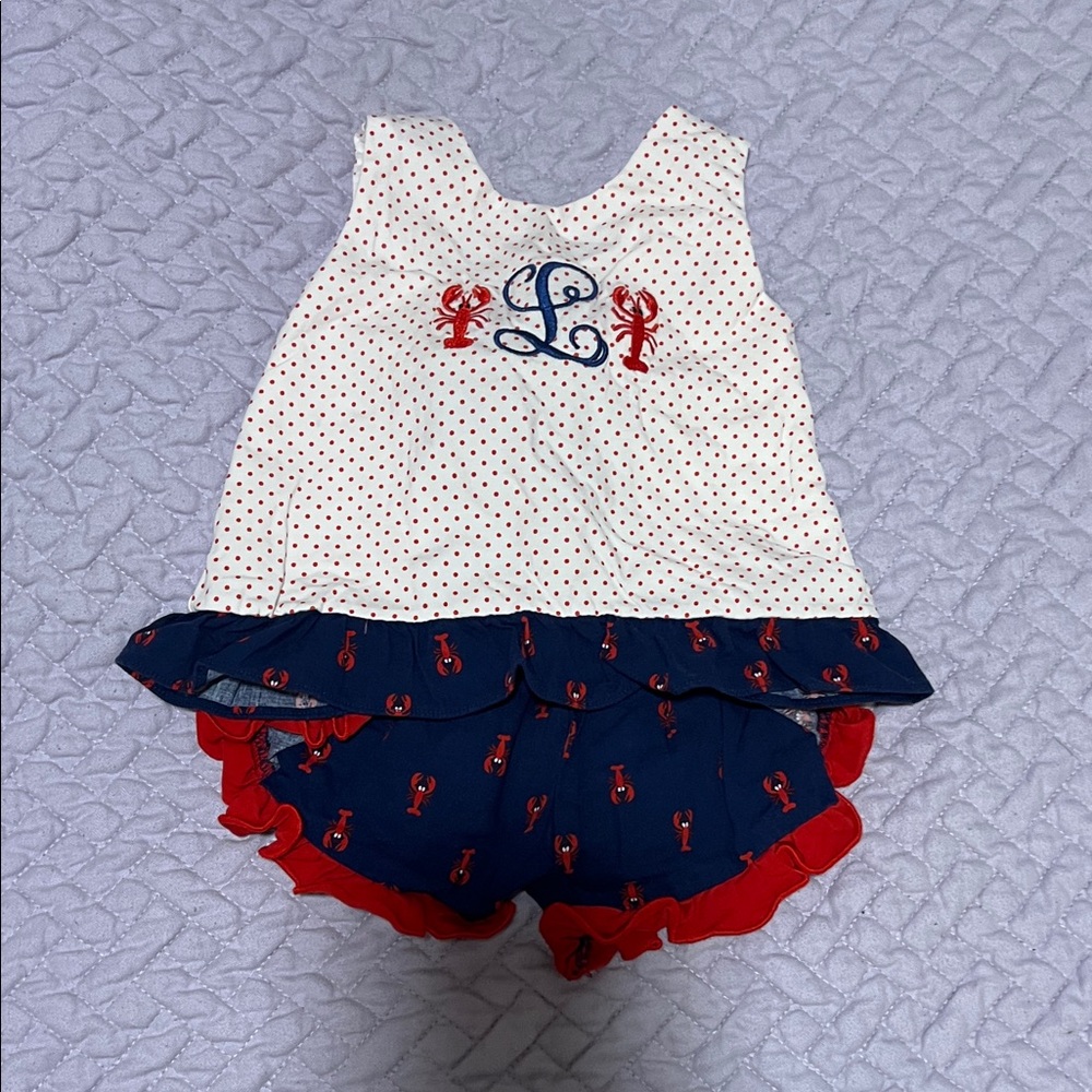Polka Dot and Lobster Print Kids Outfit